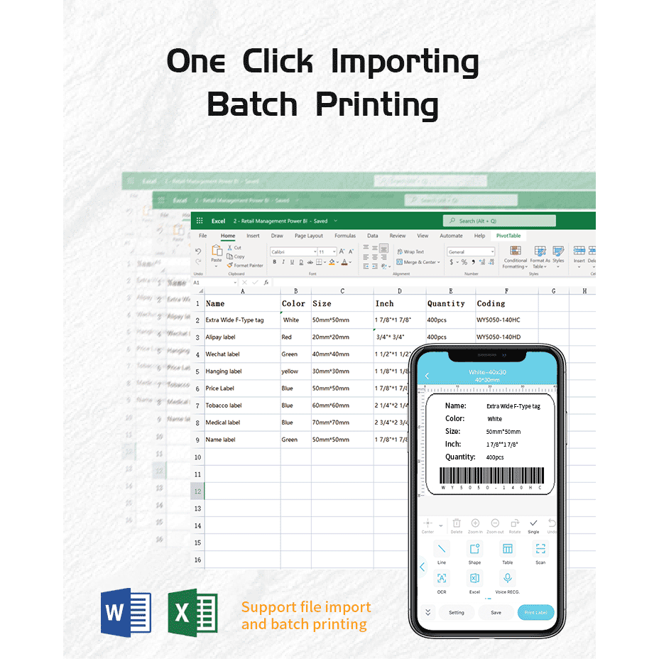 Aimo M220 bluetooth límmiðaprentari fyrir Windows, Mac, iOS og Android (hvítur)