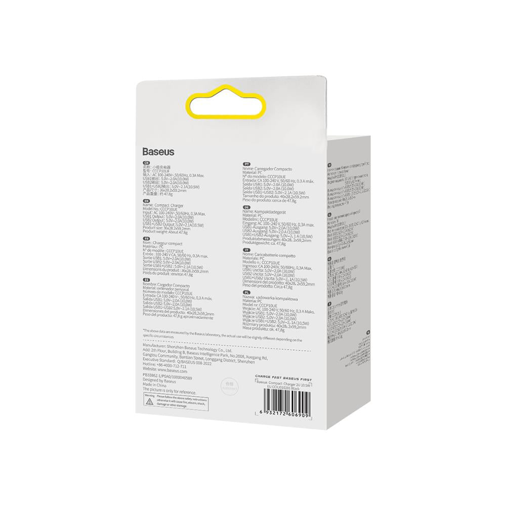 Baseus wall charger Compact 2 x USB black 10,5w