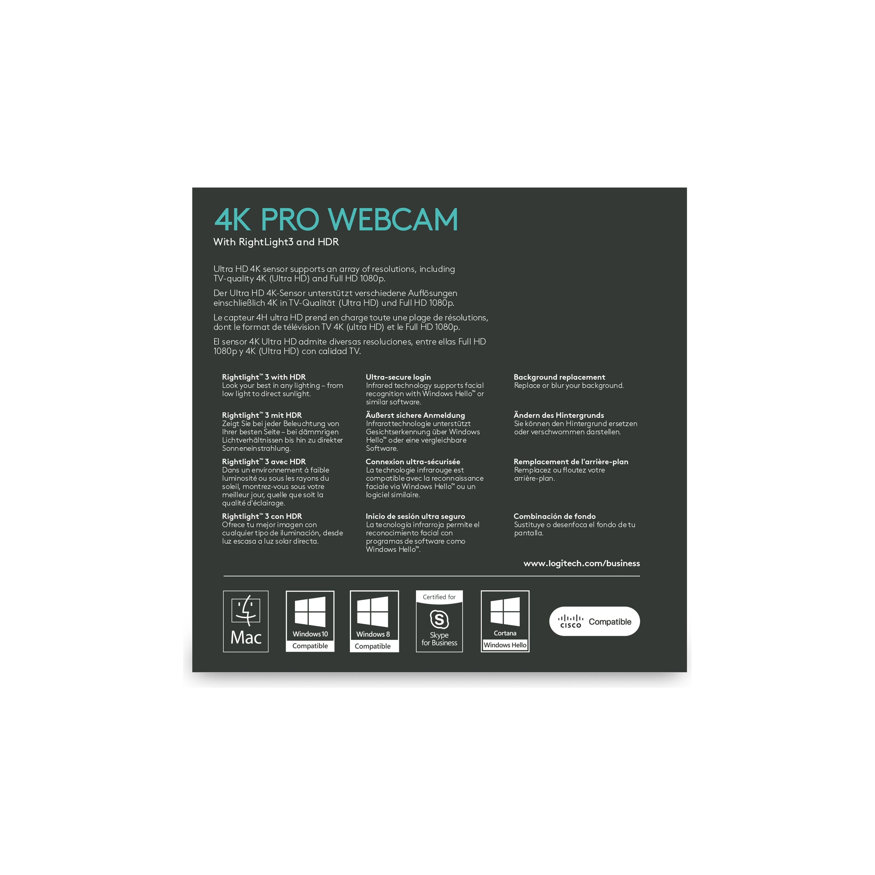 Logitech Webcam 960-001106 / Brio Pro Business Black