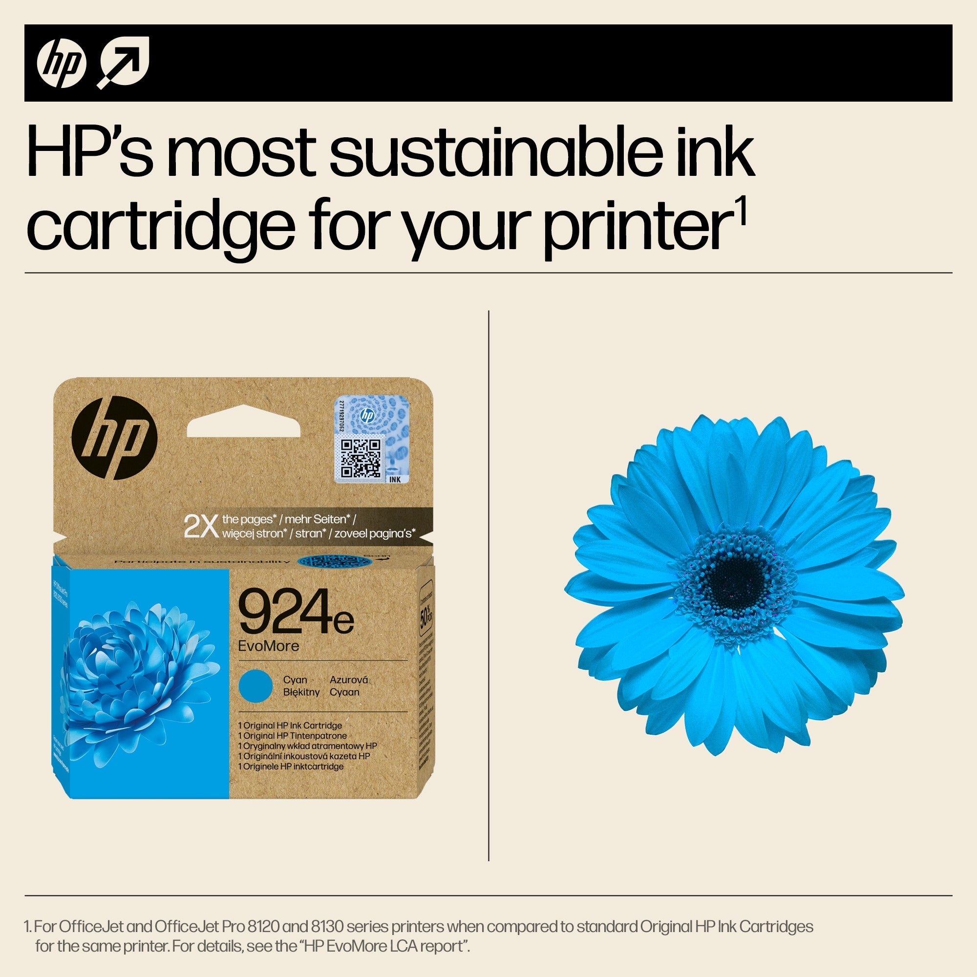 HP 924e EvoMore Cyan Original Ink Cartridge