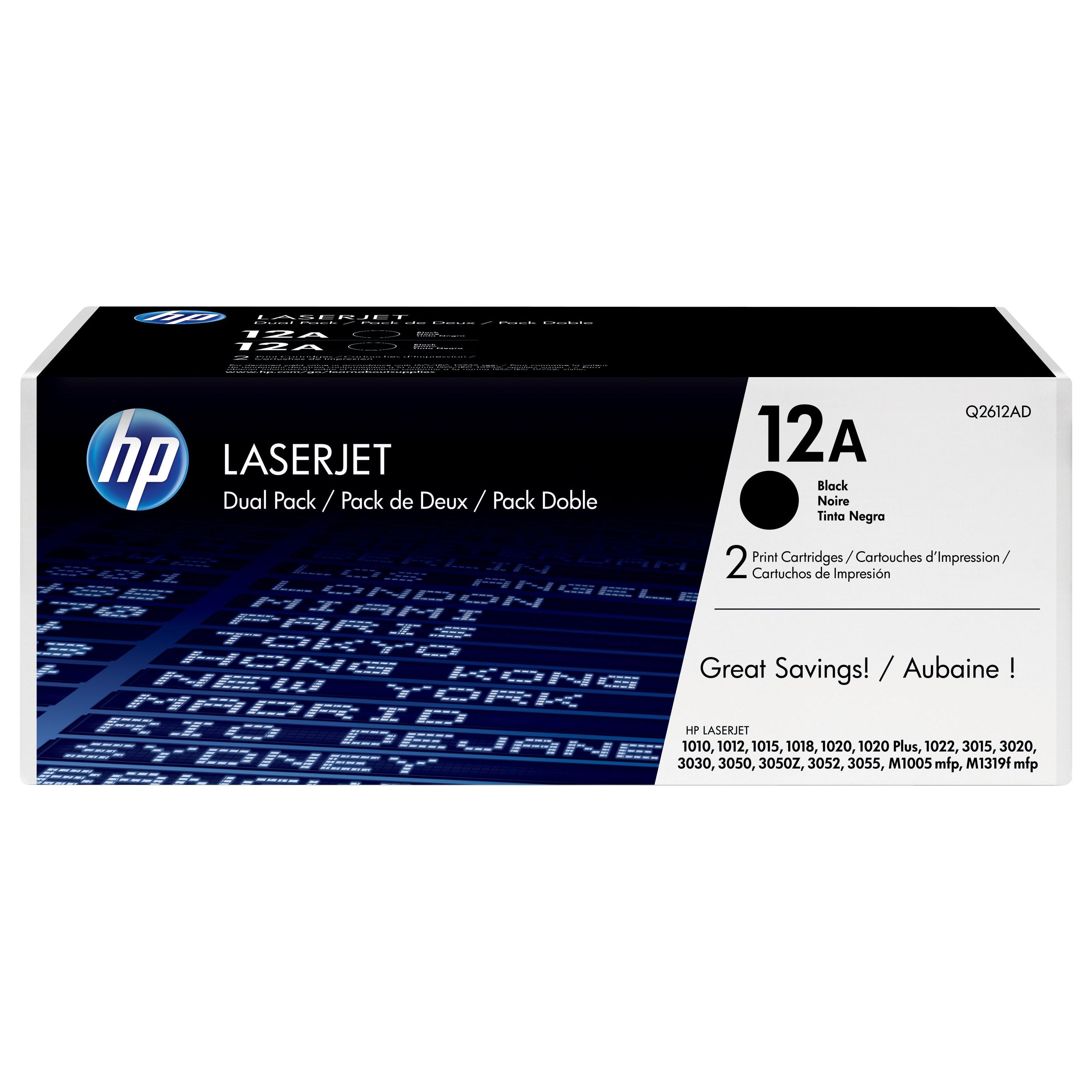 HP Q2612AD 12A svart dufthylki 2x 2K Twinpack
