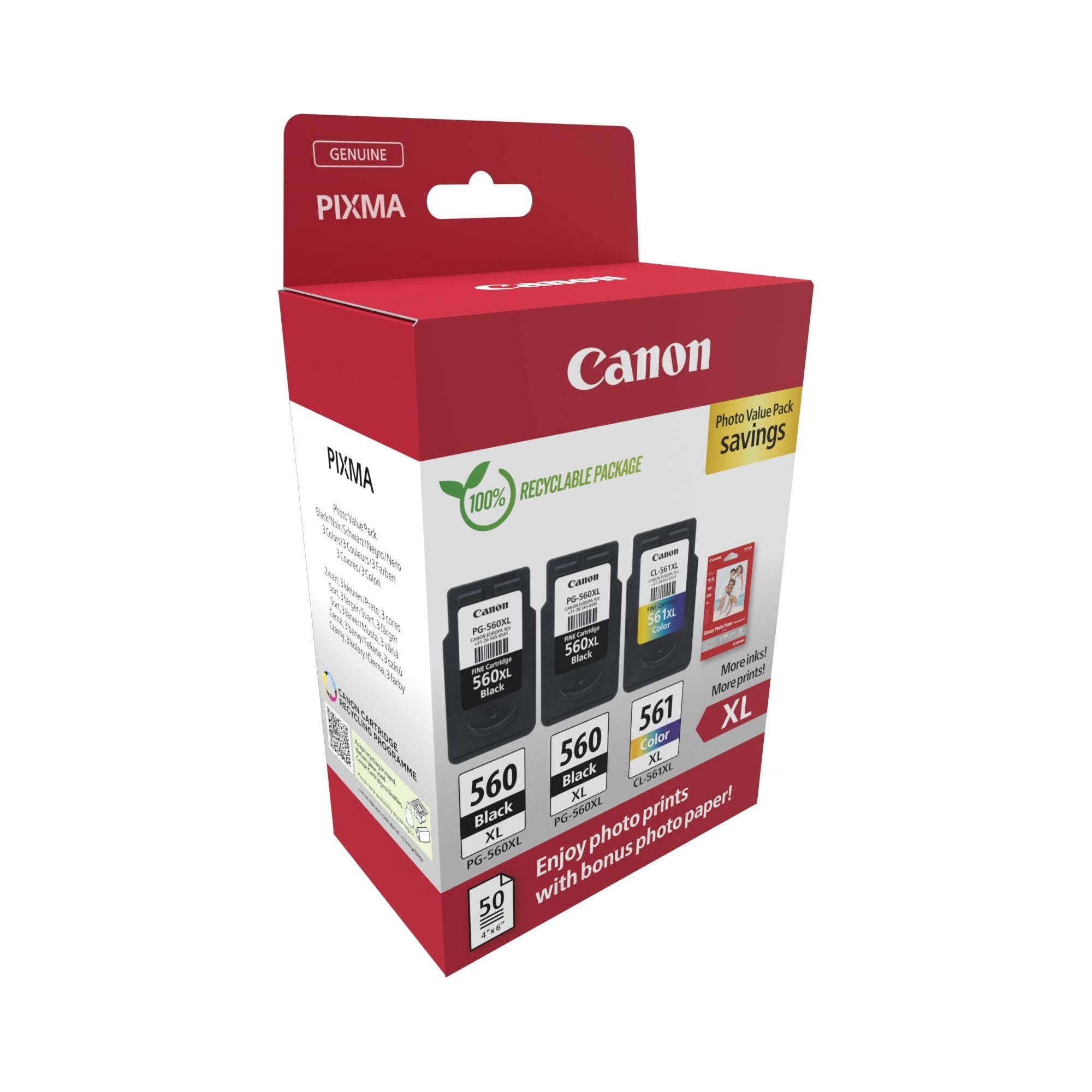 Canon 3712C012 ink cartridge 3 pc(s) Original High (XL) Prentar svart, blátt, rautt, gult