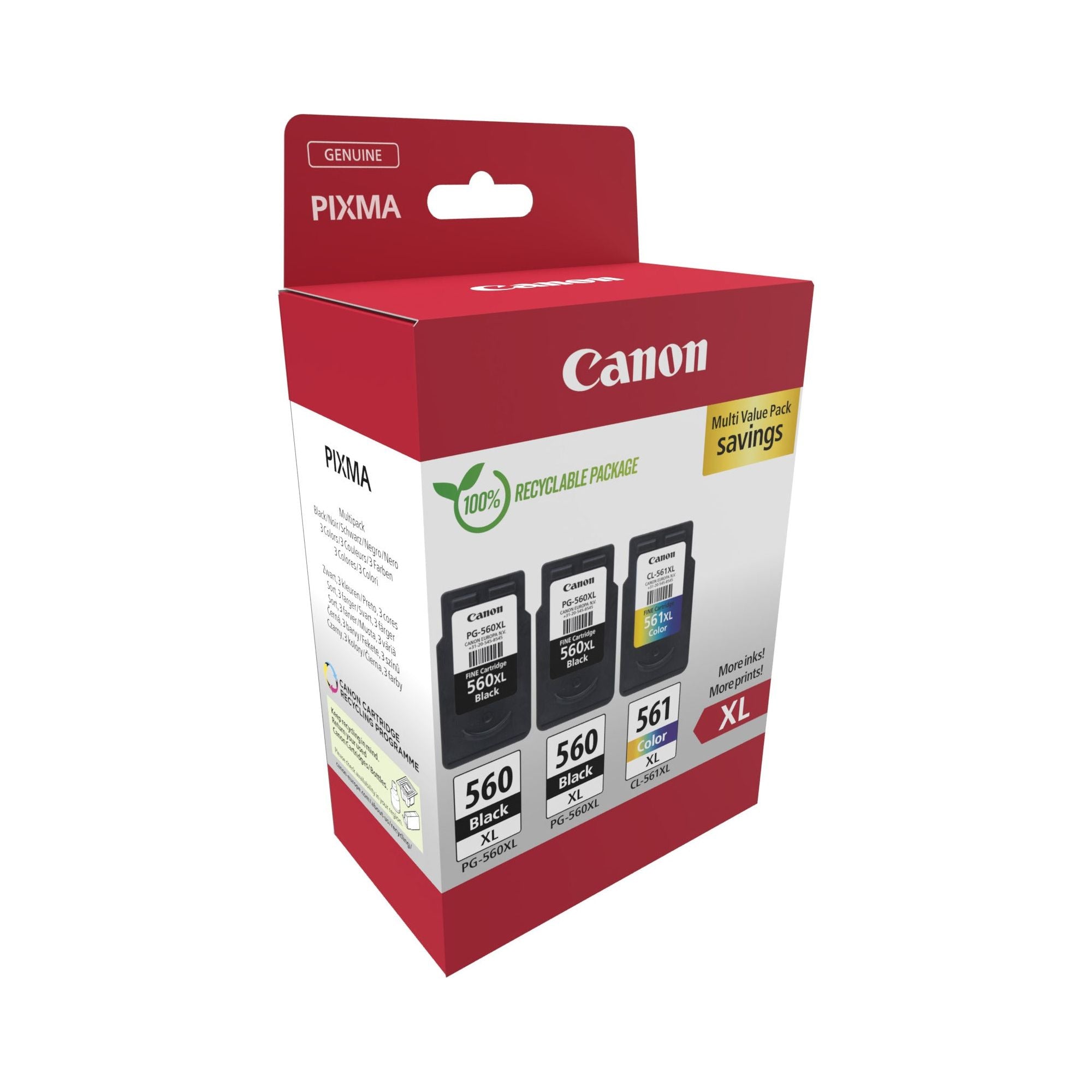 Canon 3712C009 ink cartridge 3 pc(s) Original High (XL) Prentar svart, blátt, rautt, gult