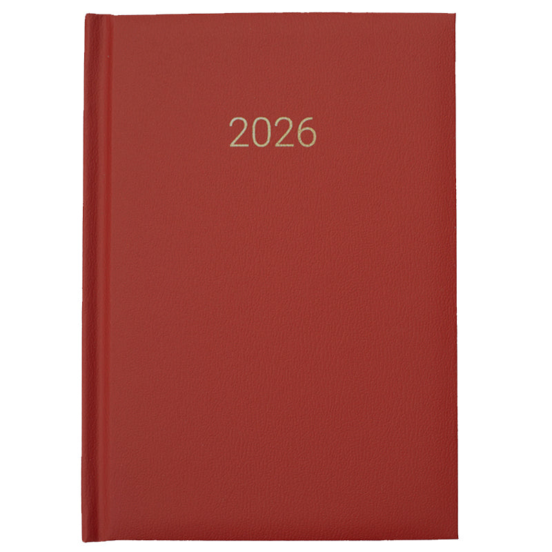 Dagbók Hrafn A5 2026 Dagur á síðu. Rauð