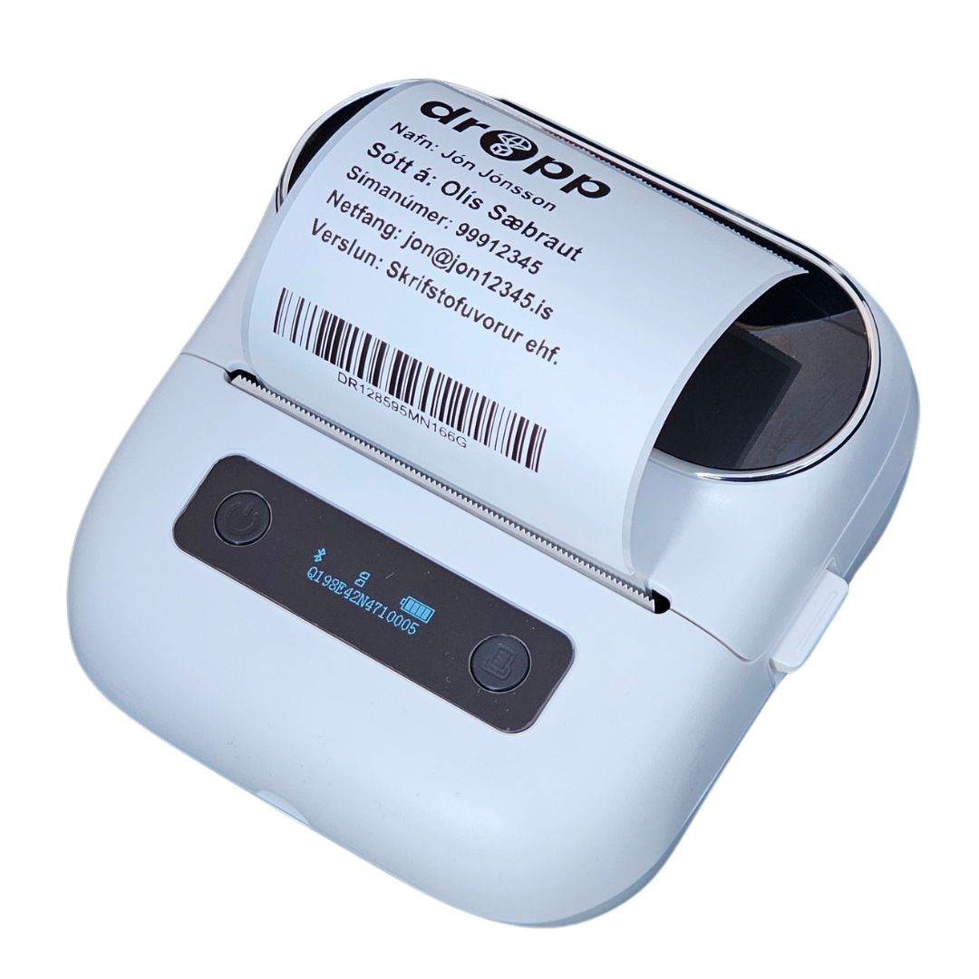 Aimo M220 bluetooth límmiðaprentari fyrir Windows, Mac, iOS og Android (hvítur)