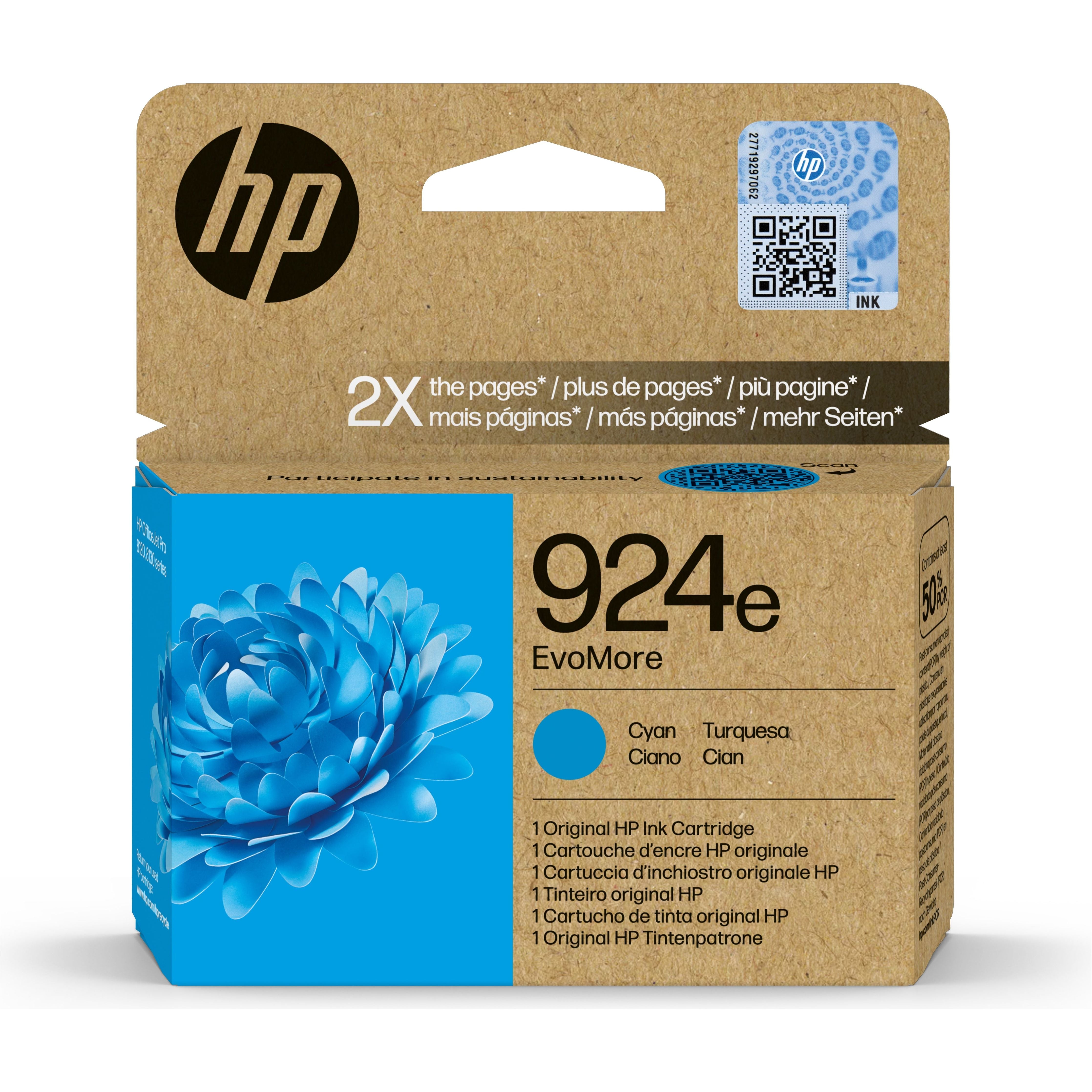 HP 924e EvoMore Cyan Original Ink Cartridge