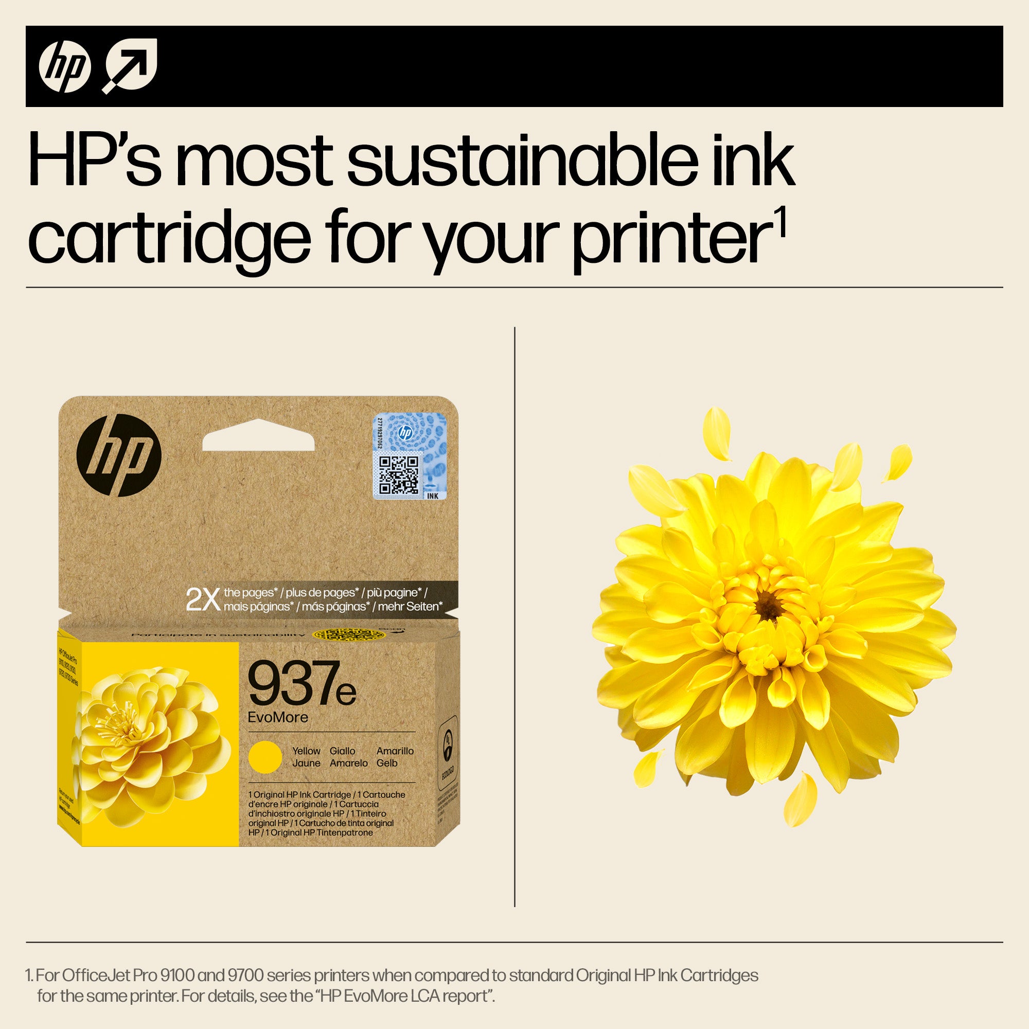 HP 937e EvoMore Yellow Original Ink Cartridge