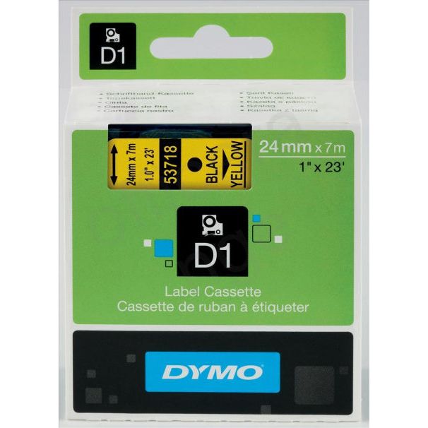 Dymo D1 (24mm) Permanent Plastic Tape (svart á gult) fyrir Dymo 300/LM300/LM450 Label prentara