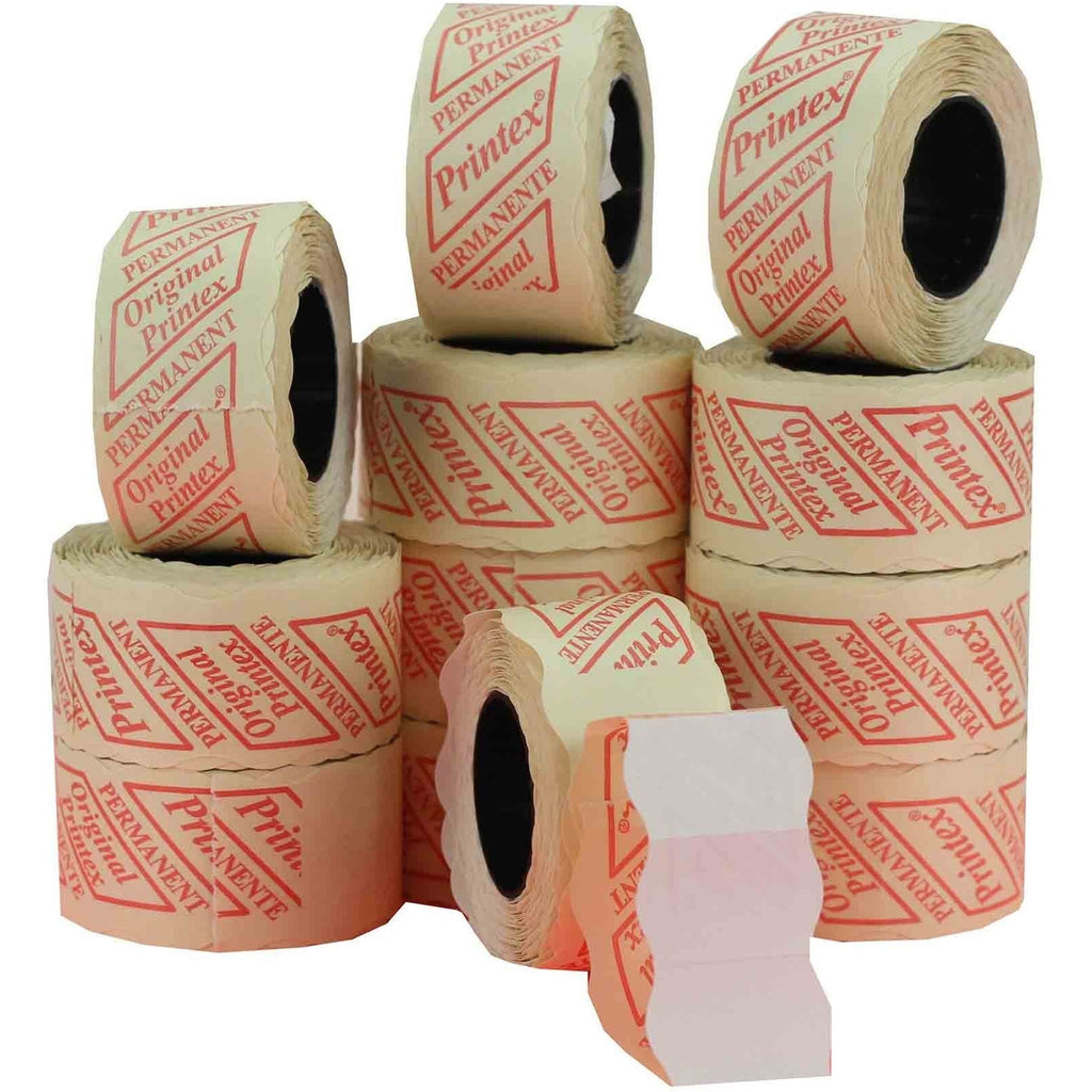 Hvítir límmiðar fyrir Printex verðmerkibyssur, 26x12mm, veikt lím (removable)