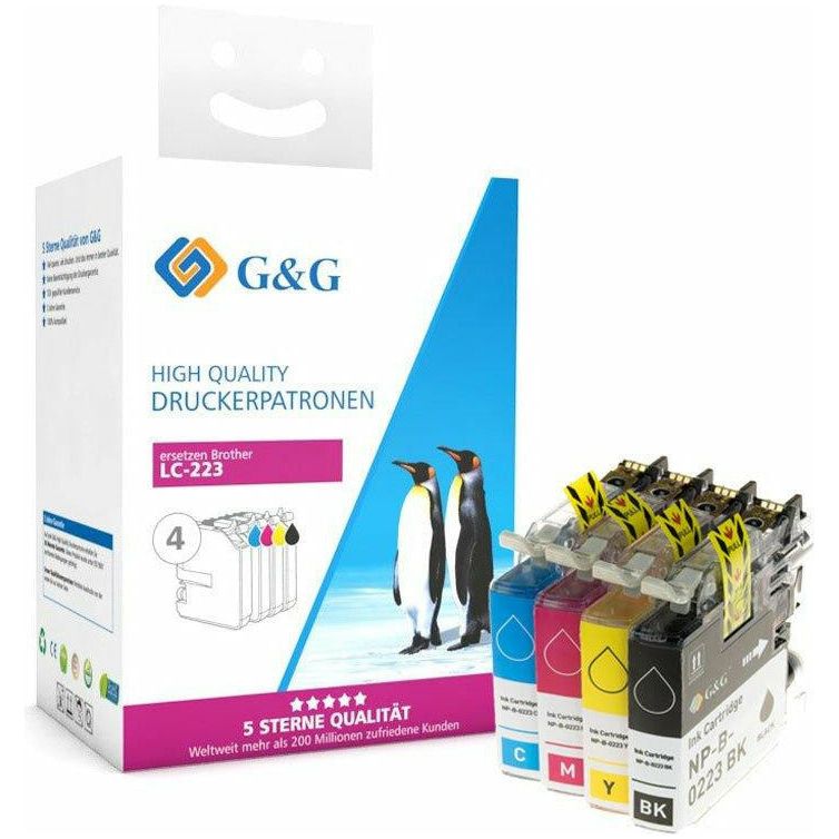 G&G Ninestar samheitahylki: Brother LC-223VALBPDR Pakki: 1x Svart, Blátt, Rautt, Gult