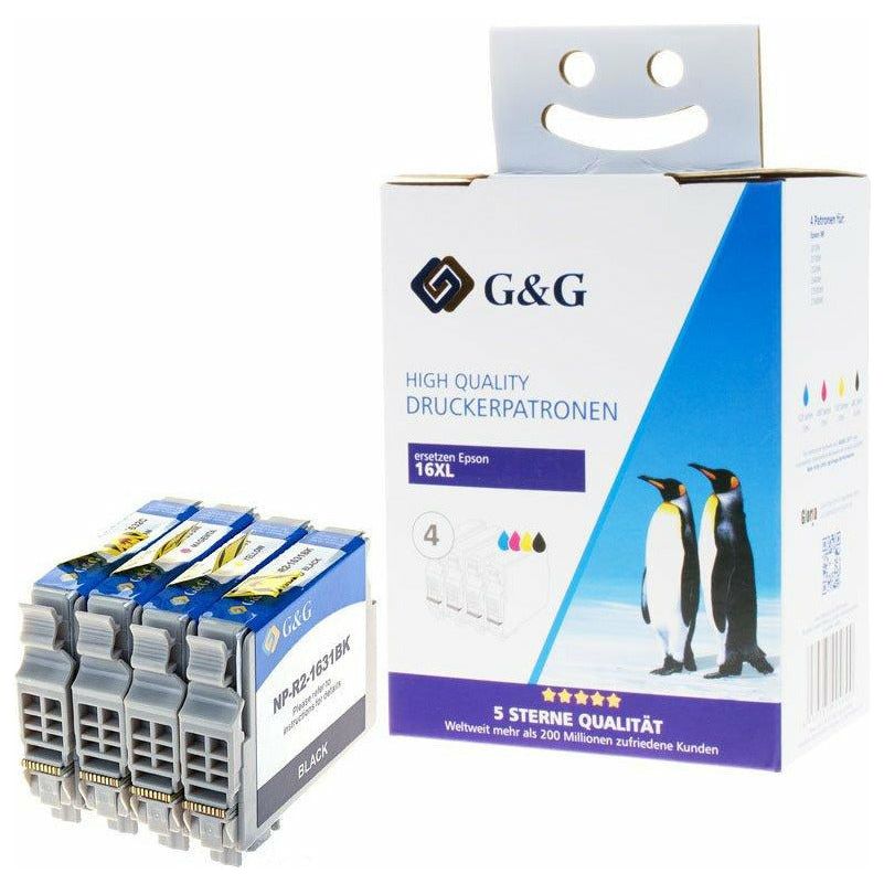 G&G Ninestar samheitahylki: Epson 16XL/ T1636 Pakki: 1x Svart, Blátt, Rautt, Gult