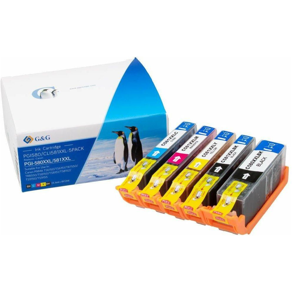 G&G Ninestar samheitahylki: Canon PGI-580XXL / CLI-581XXL Blátt, Rautt, Gult, Svart og Fotosvart