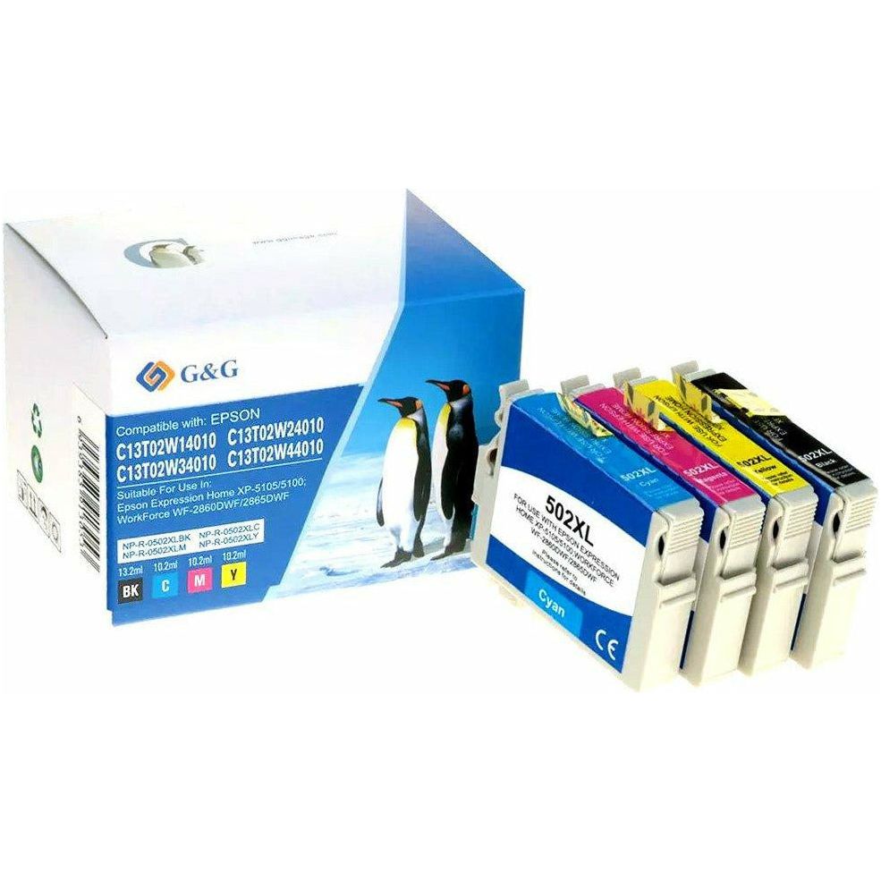G&G Ninestar samheitahylki: Epson 502XL Blátt, Rautt, Gult, Svart