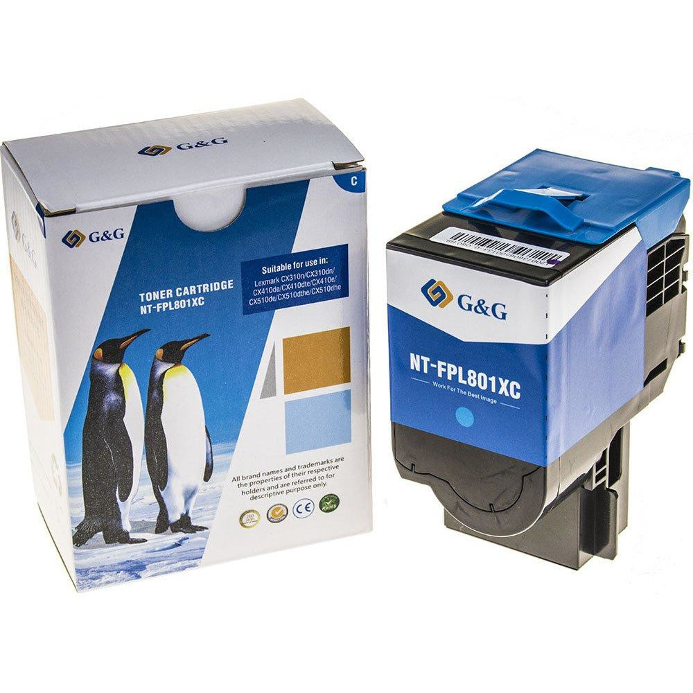 G&G Ninestar samheitahylki: Lexmark 802SC/ 80C1SC0/ 80C2SC0/ 80C8SC0 Blátt