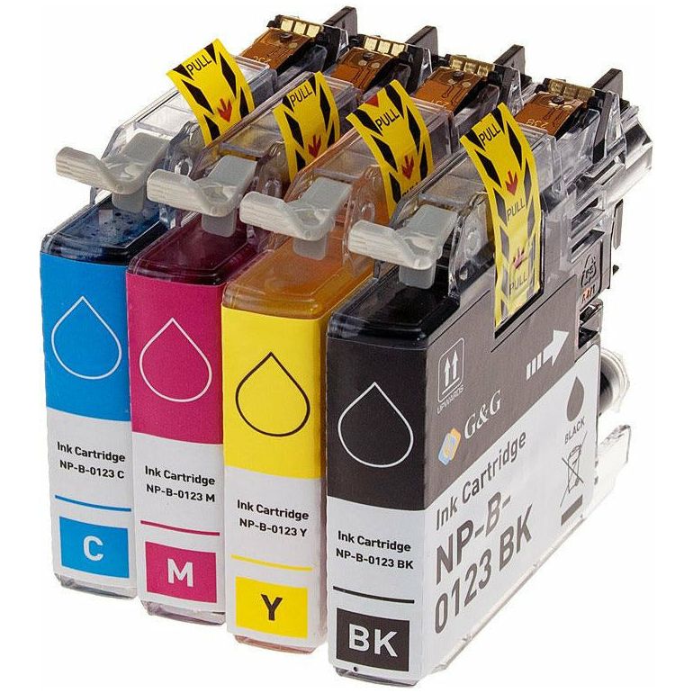 G&G Ninestar samheitahylki: Brother LC-123VALBP Pakki: 1x Svart, Blátt, Rautt, Gult