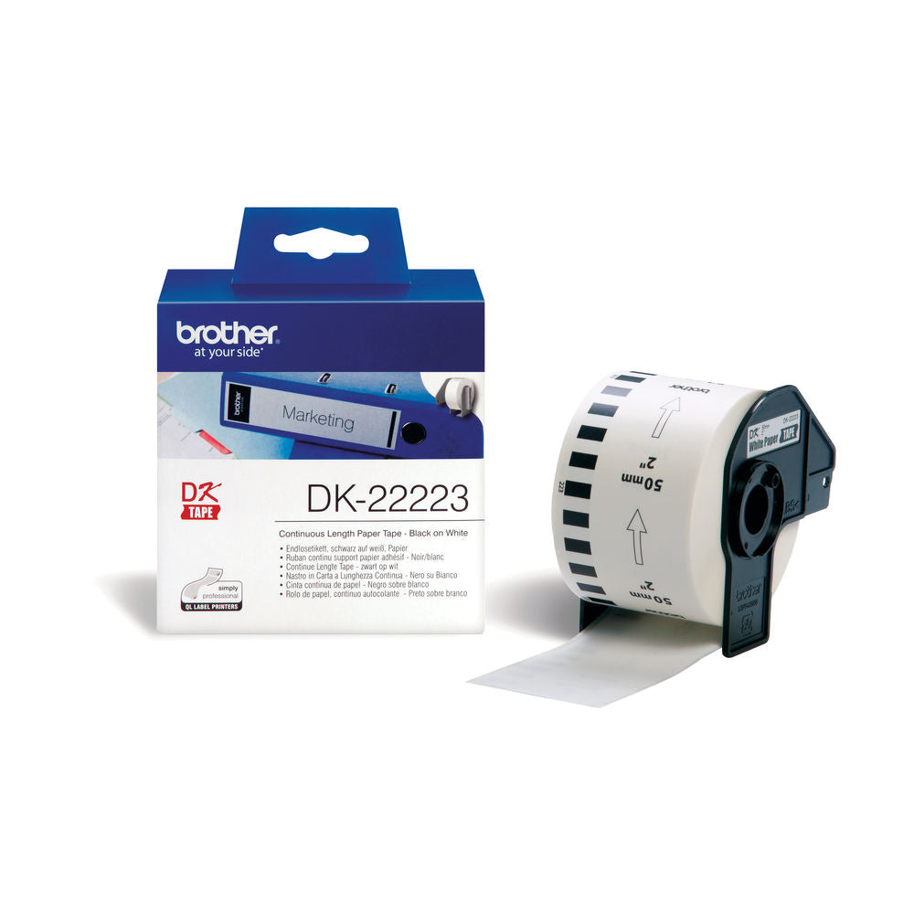Brother DK límmiðar DK-22223 (50mm x 30.5m) (svart á hvítu)