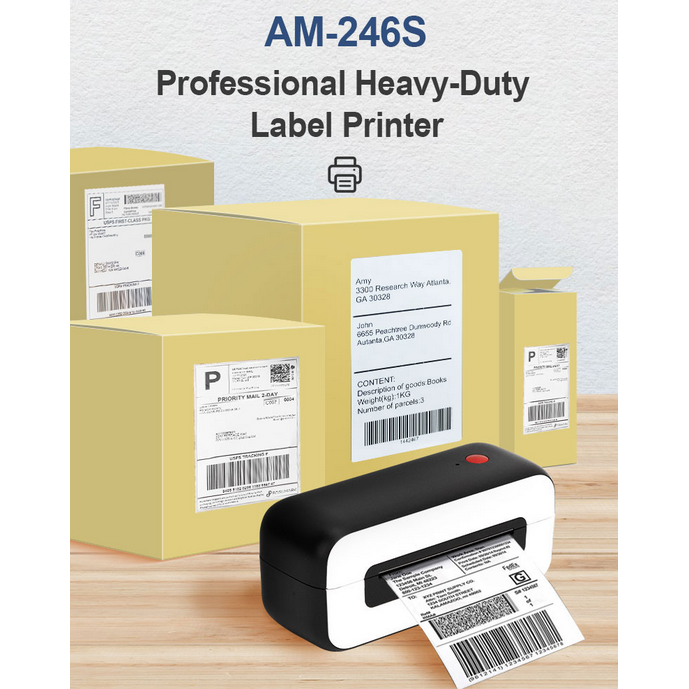 Aimo AM-246s límmiðaprentari fyrir sendingar ofl.