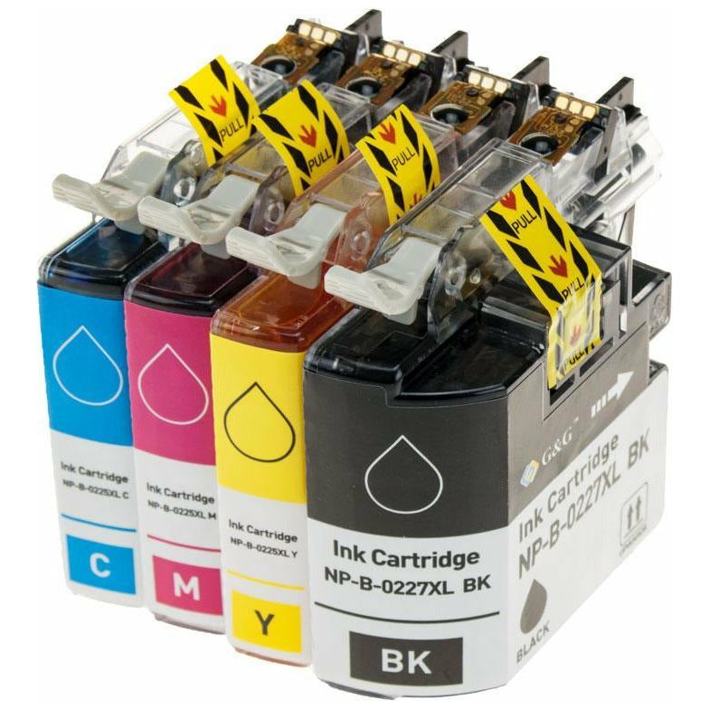 G&G Ninestar samheitahylki: Brother LC-225 / LC-227 Pakki: 1x Svart, Blátt, Rautt, Gult