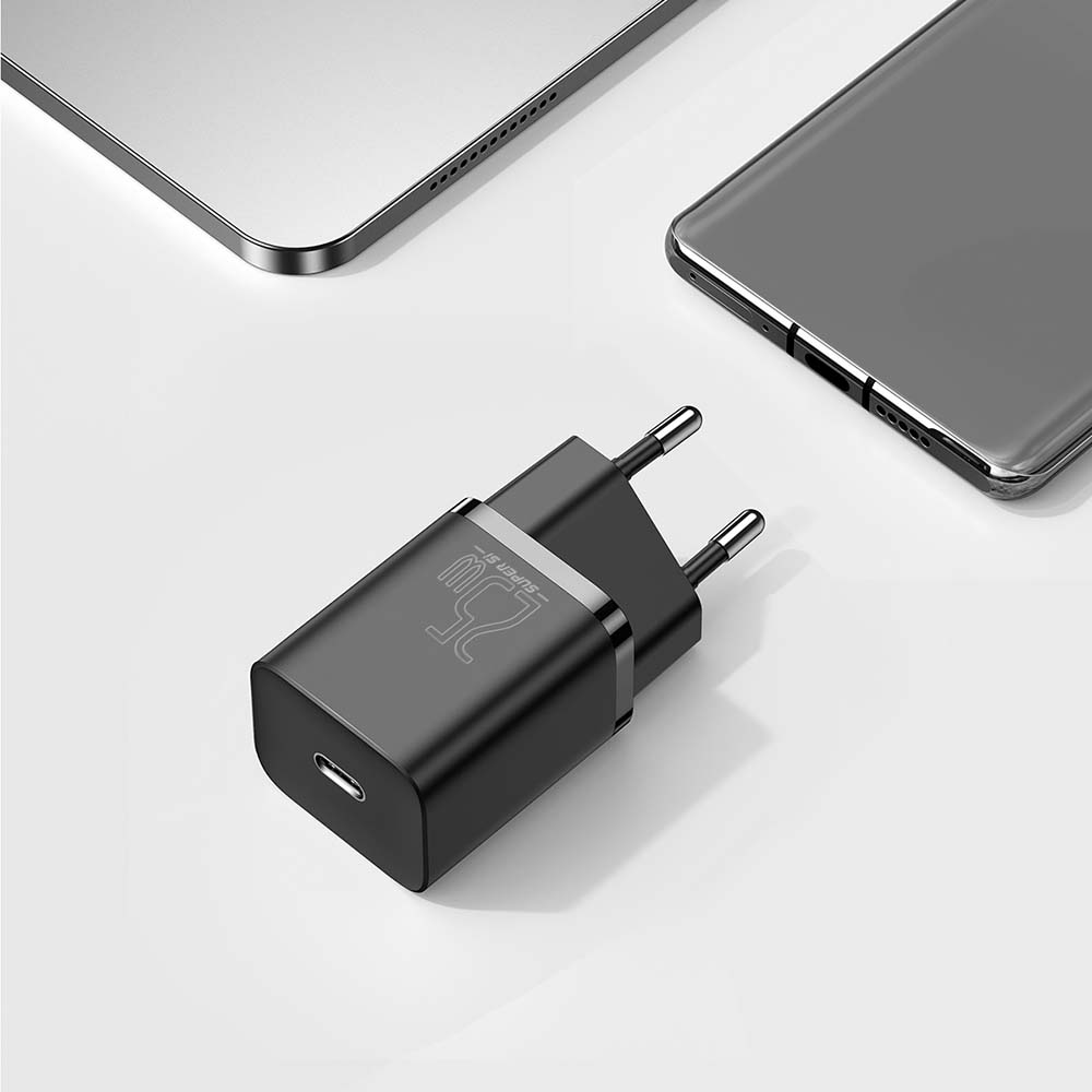 Baseus wall charger Super Si PD 25W 1x USBC black + USB-C - USB-C cable