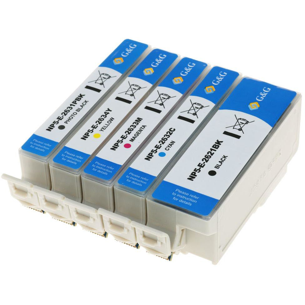 G&G Ninestar samheitahylki: Epson 26XL Blátt, Rautt, Gult, Svart og Fótósvart