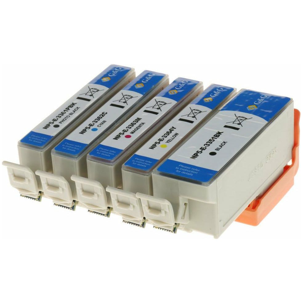 G&G Ninestar samheitahylki: Epson 33XL Blátt, Rautt, Gult, Svart og fotoSvart