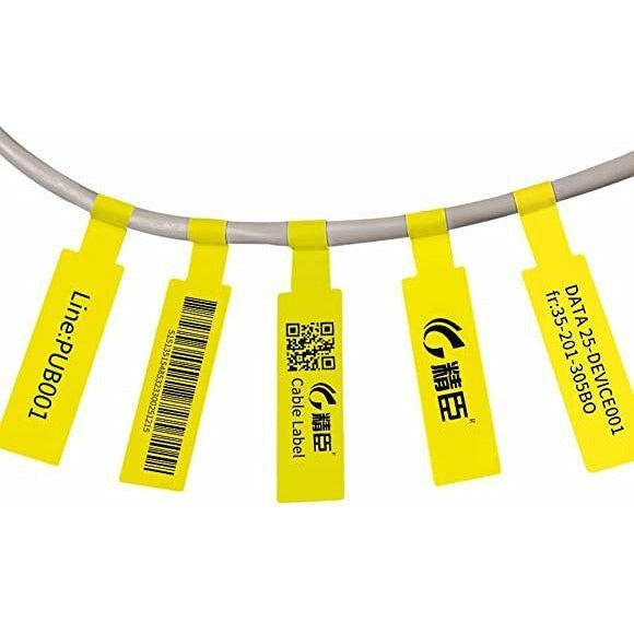 Límmiðar Fyrir Aimo M110 og M220 til að merkja kapla ofl. (gulur bakgrunnur) - 25mm*38mm+40mm - 100 stk.