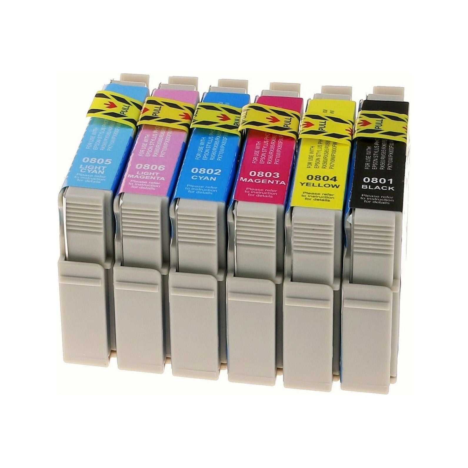 G&G Ninestar samheitahylki: Epson T0807 / C13T080740 Blátt, Rautt, Gult, Svart, Photo-Blátt, Photo-Rautt