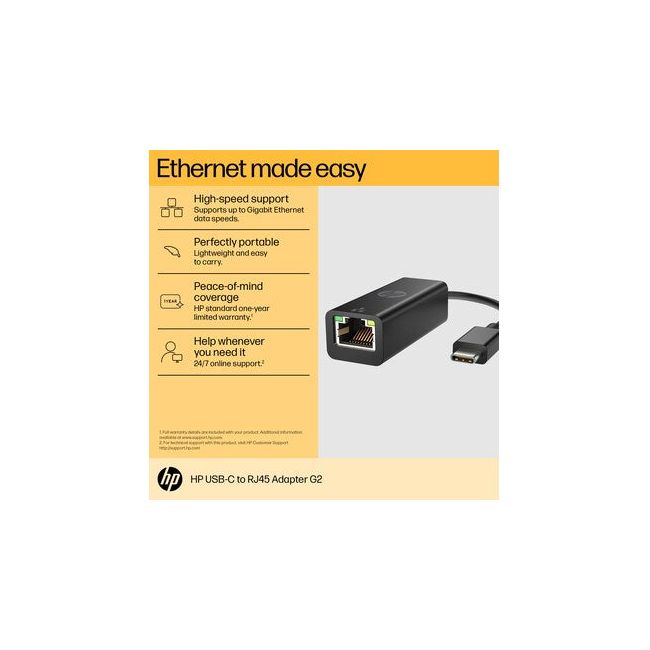 HP USB-C to RJ45 Adapter G2 interface cards/adapter RJ-45