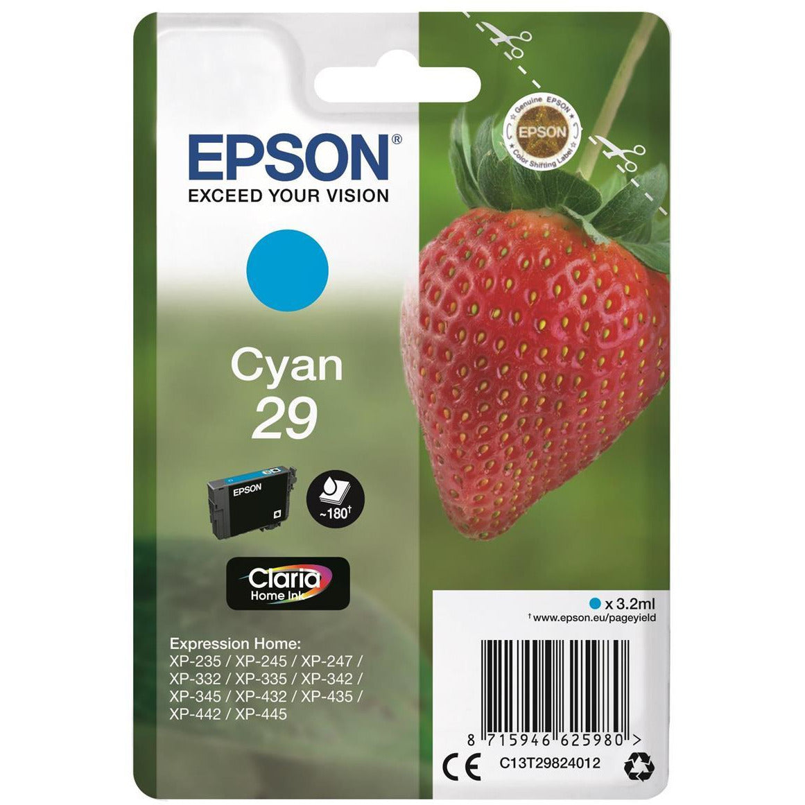 Epson Strawberry 29 (Prentar 175 síður) Claria Home blekhylki (blátt)