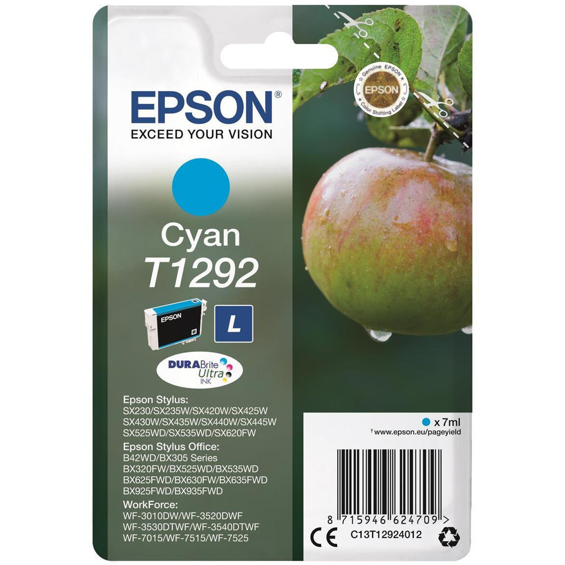 Epson Apple T1292 (7ml) DURABrite Ultra blekhylki (blátt)
