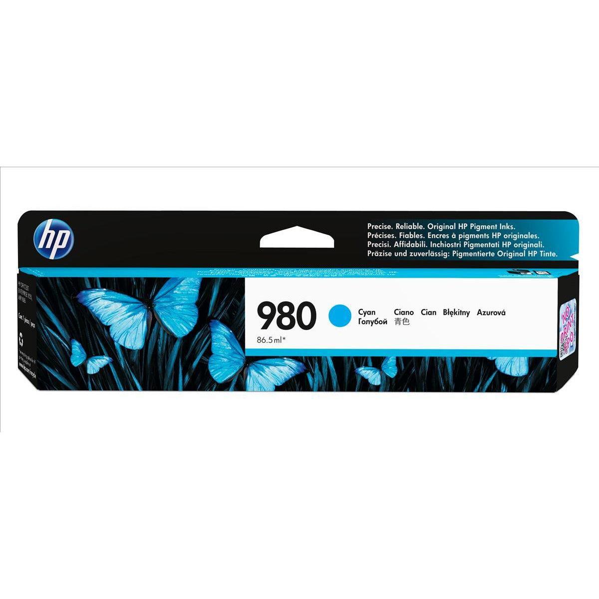 HP 980 (Prentar 6600 síður) blátt blekhylki fyrir Officejet Enterprise X585z/X555dn/X555xh/X585dn/X585f fjölnota prentara