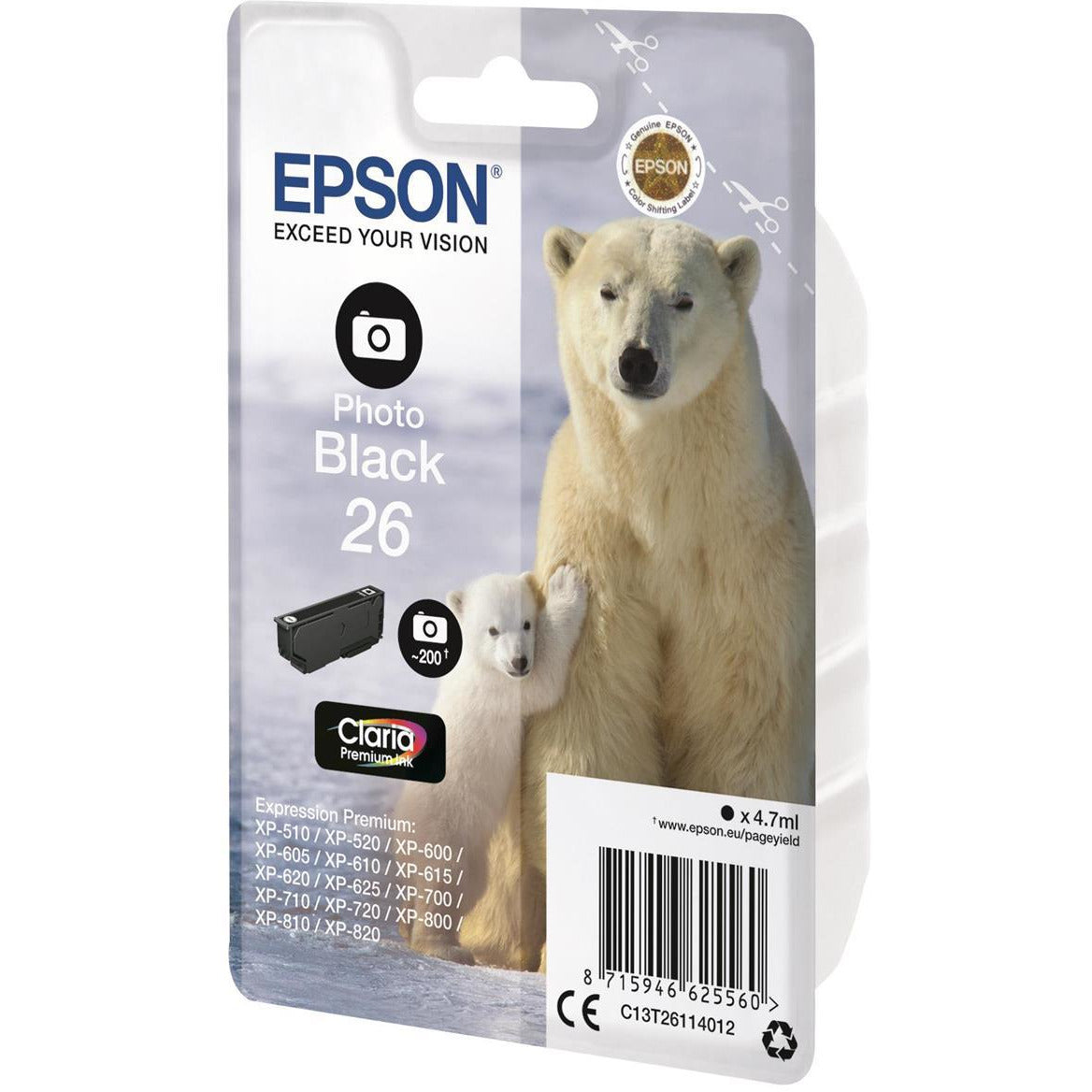 Epson XP600/605/700/800 Photo Bk Ink Car