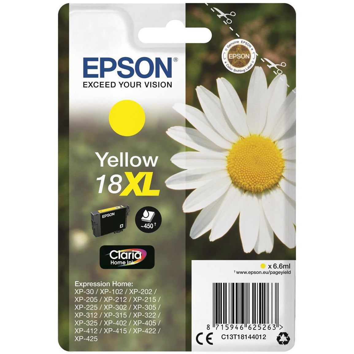 Epson Daisy 18XL (Yield 450 Pages) Claria Home Ink Cartridge (Yellow)