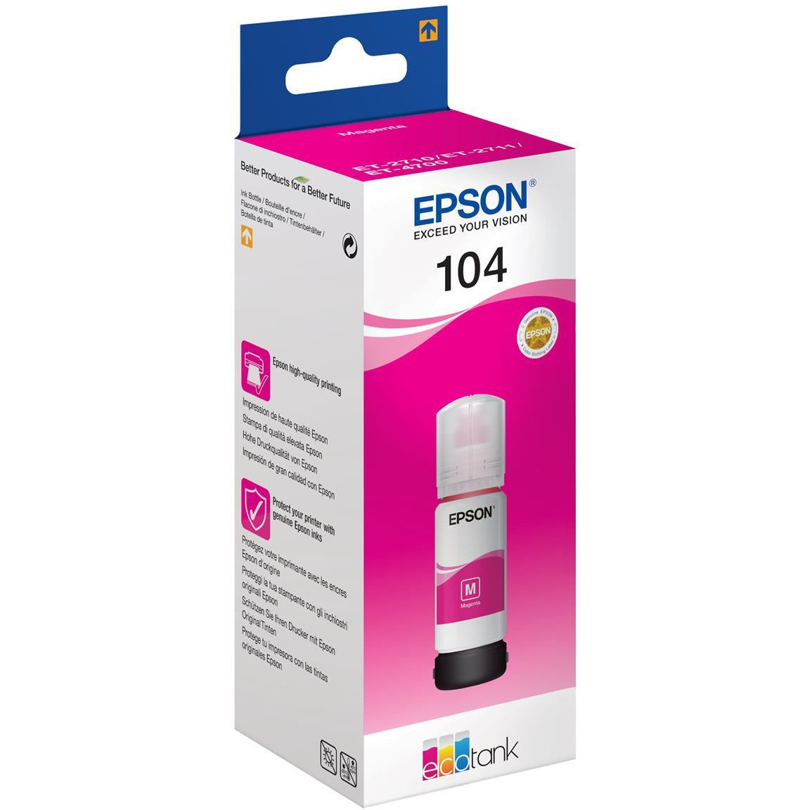 Epson 104 EcoTank (Prentar: 7,500 síður) rautt (Ink bottle) (65.0ml) fyrir EcoTank ET-2711/EcoTank ET-2710