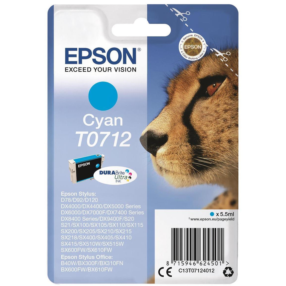 Epson T0712 (Prentar 475 síður) blátt blekhylki