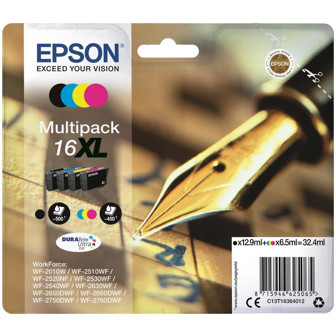 Epson C13T16364012 16XL svart lita Ink 13ml 3x6.5ml Multi