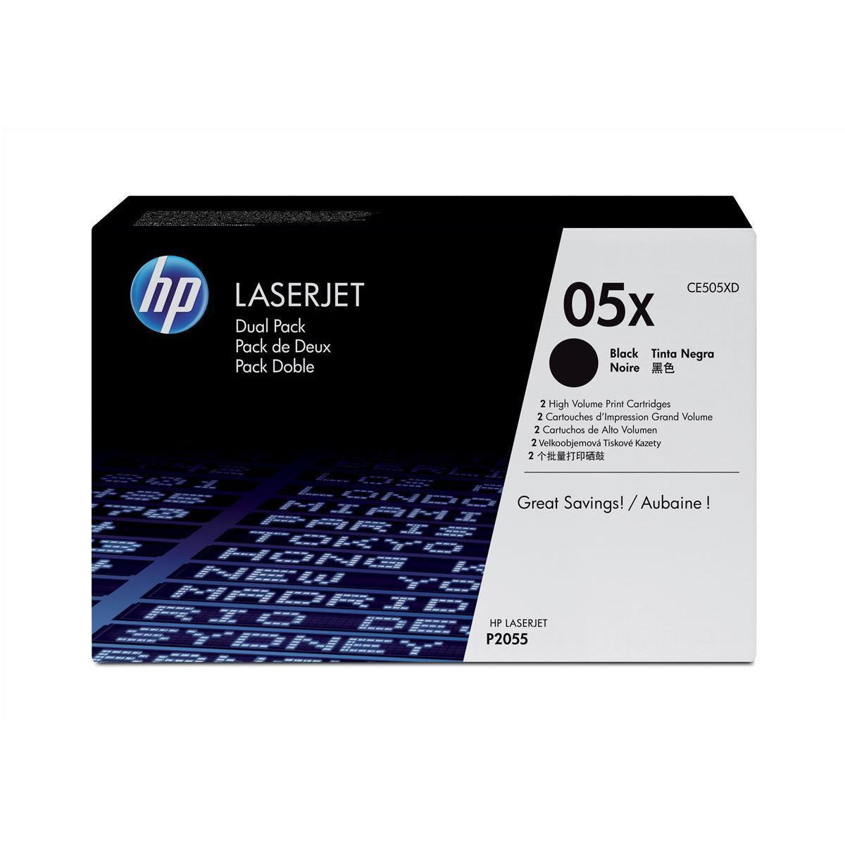 HP CE505XD CE505X svart Twin Pack dufthylki