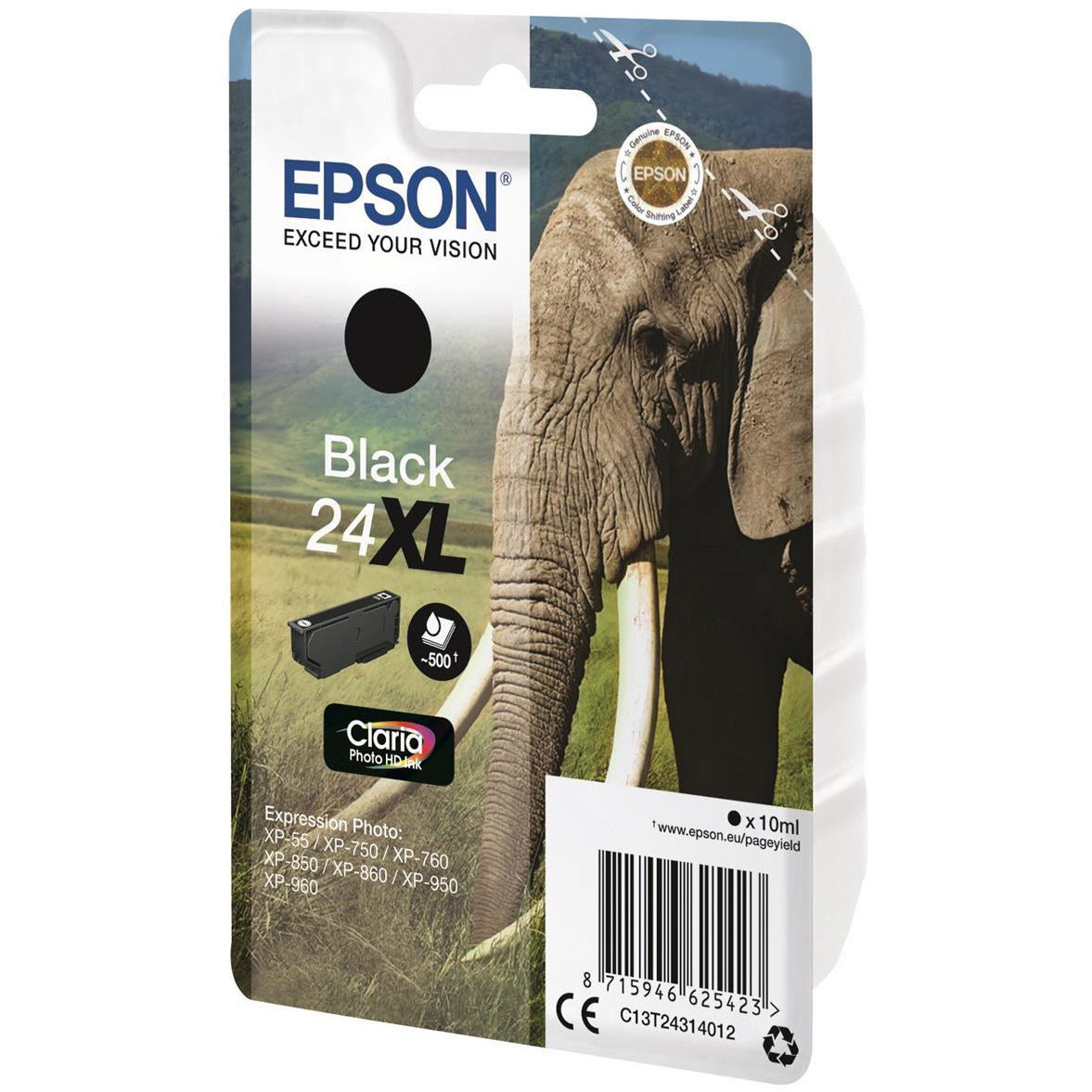 Epson Elephant 24XL (Prentar 500 síður) High Capacity Claria Photo HD blekhylki (svart)
