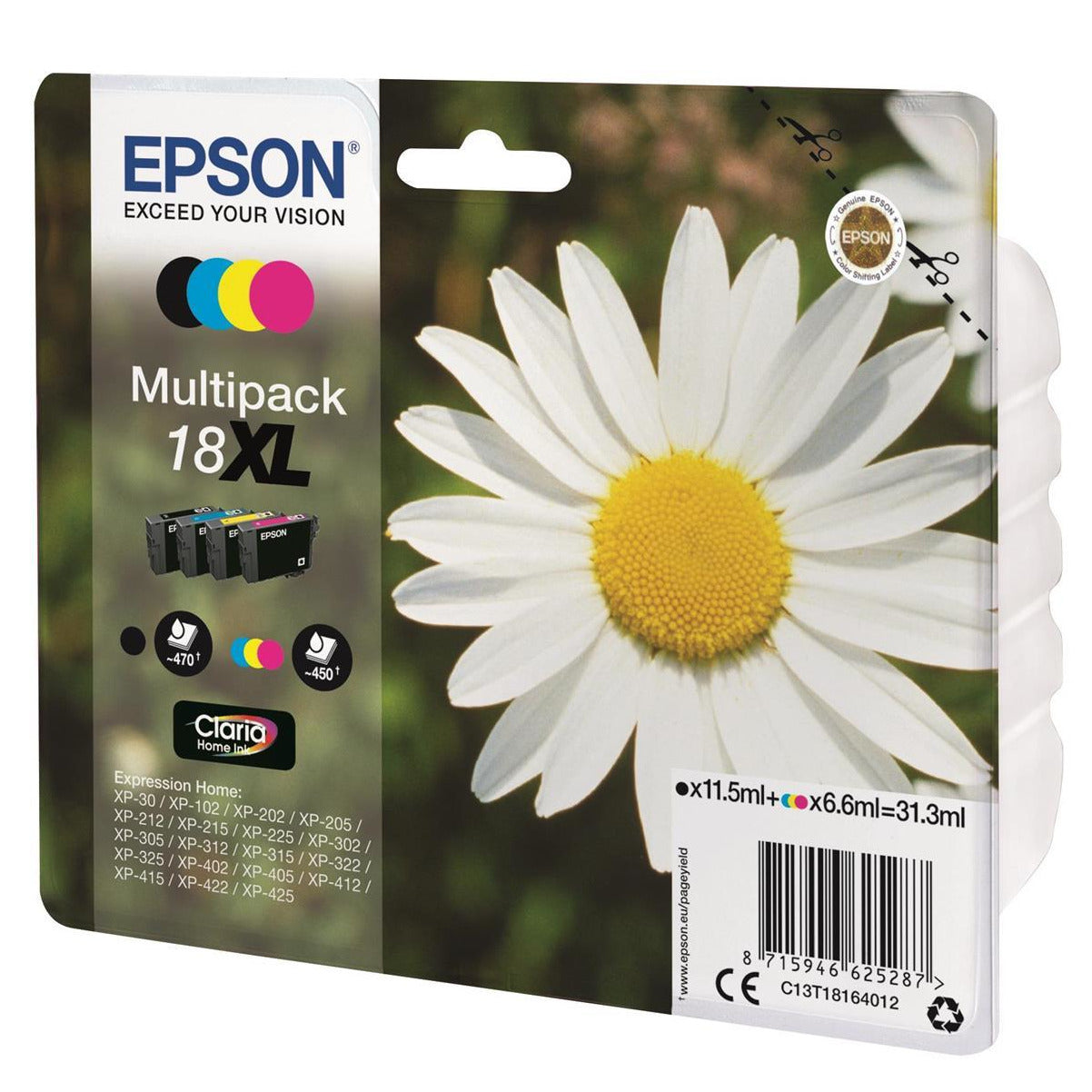 Epson Daisy 18XL Multi Pack 4 lita Claria Home blekhylkis (svart/blátt/rautt/gult)