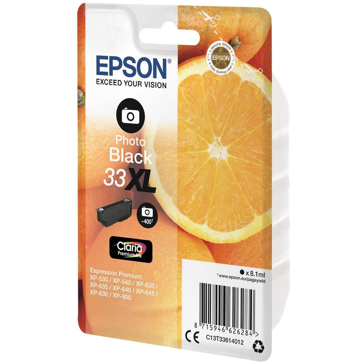 Epson Oranges 33XL (Prentar 400 síður) Claria Premium blekhylki (Photo svart)