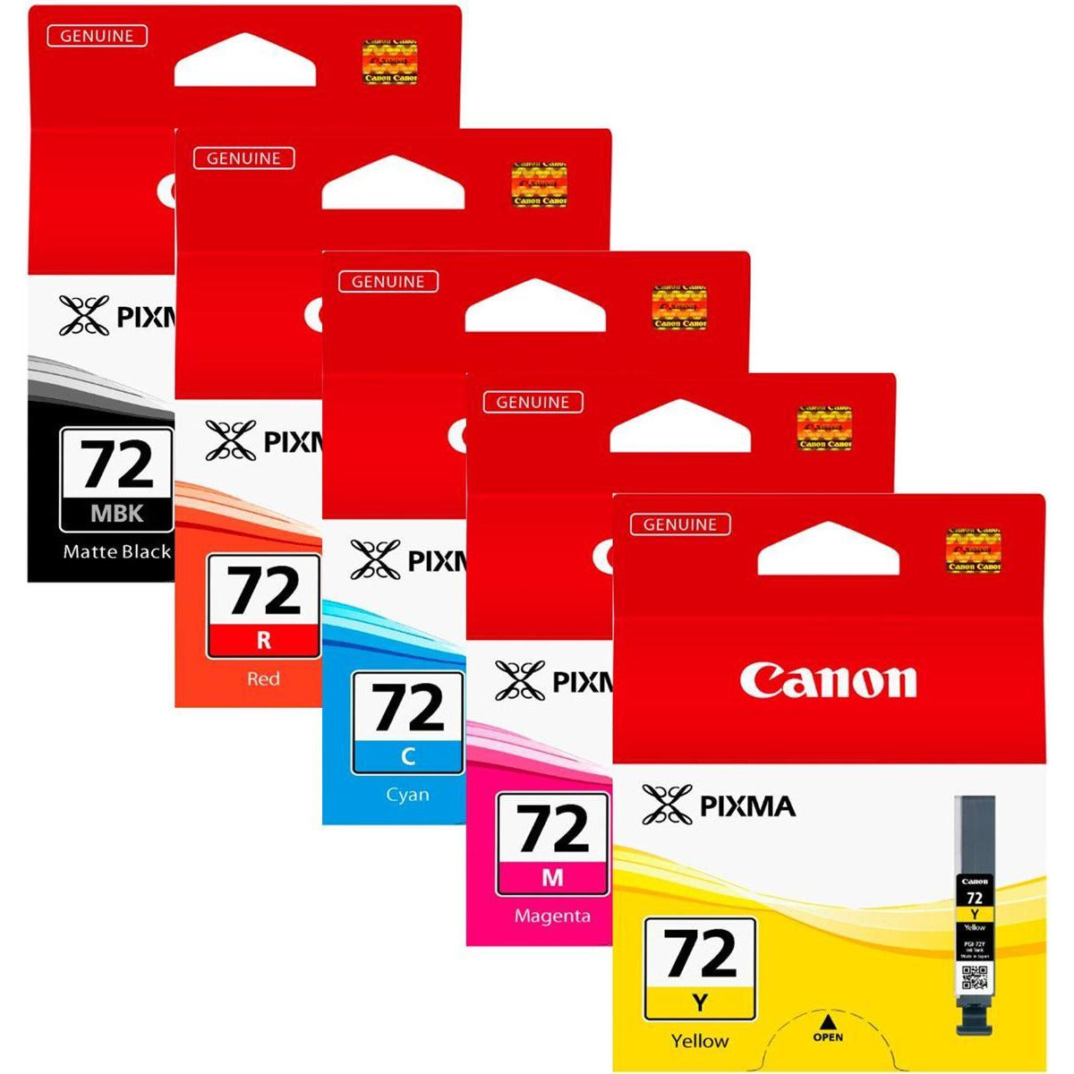 Canon PGI-72 (1,640 svart/525 blátt/710 rautt/377 gult/1,045 rautt Photos) svart/blátt/rautt/gult/rautt blekhylki Pack of 5