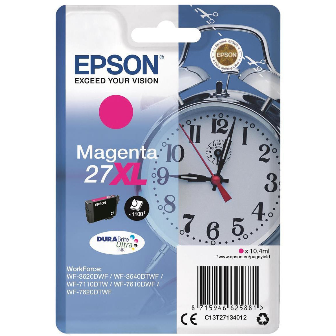 Epson Alarm Clock 27XL (Prentar 1100 síður) DURABrite Ultra blekhylki (rautt)