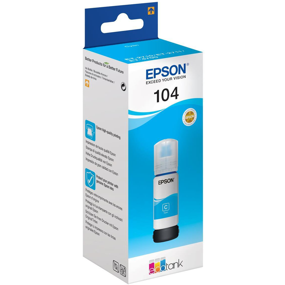 Epson 104 EcoTank (Prentar: 7,500 síður) blátt (Ink bottle) (65.0ml) fyrir EcoTank ET-2711/EcoTank ET-2710