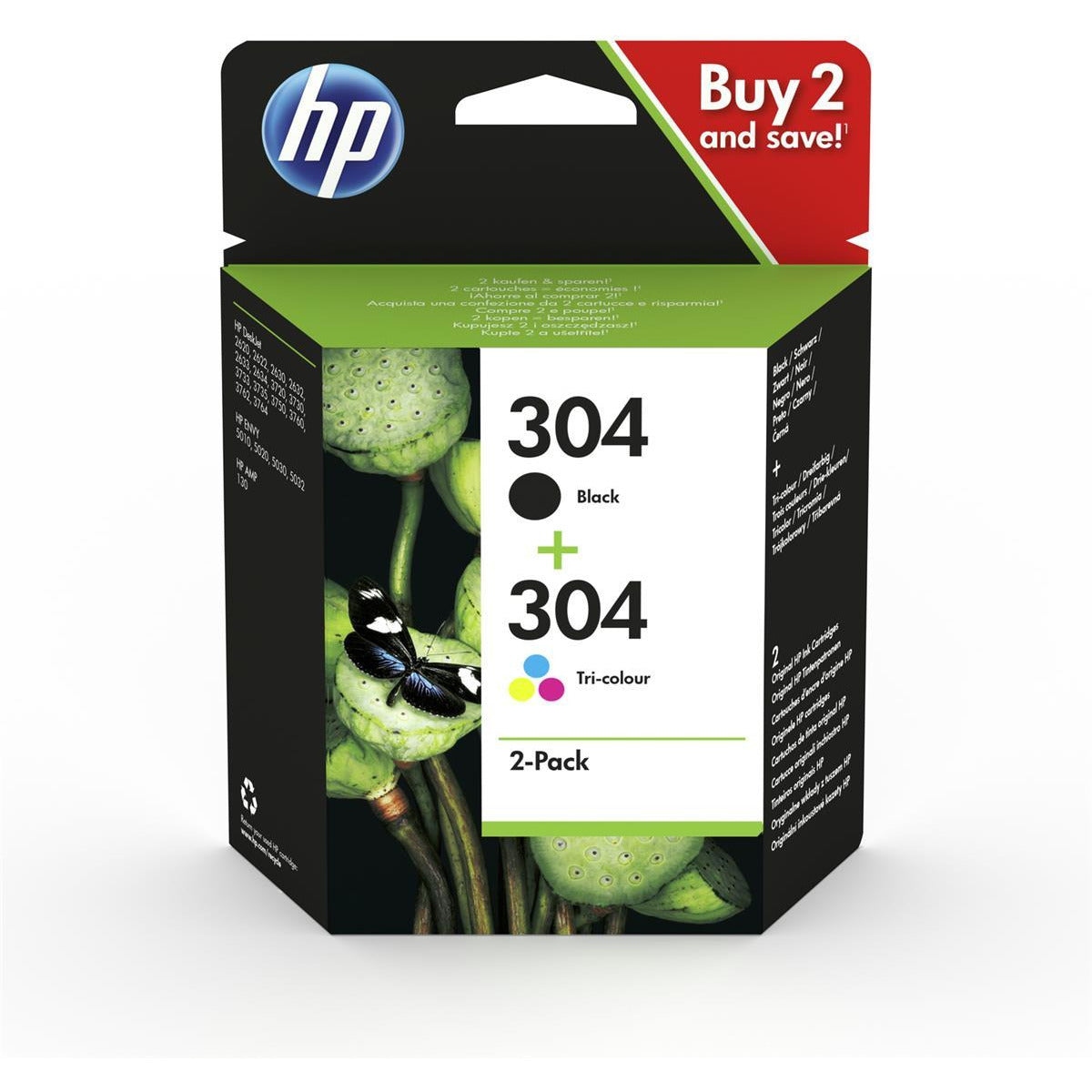 HP 304 (Prentar: 120 Pages svart/Yield: 100 Pages þrílitt) svart/Tri-color Original blekhylkis