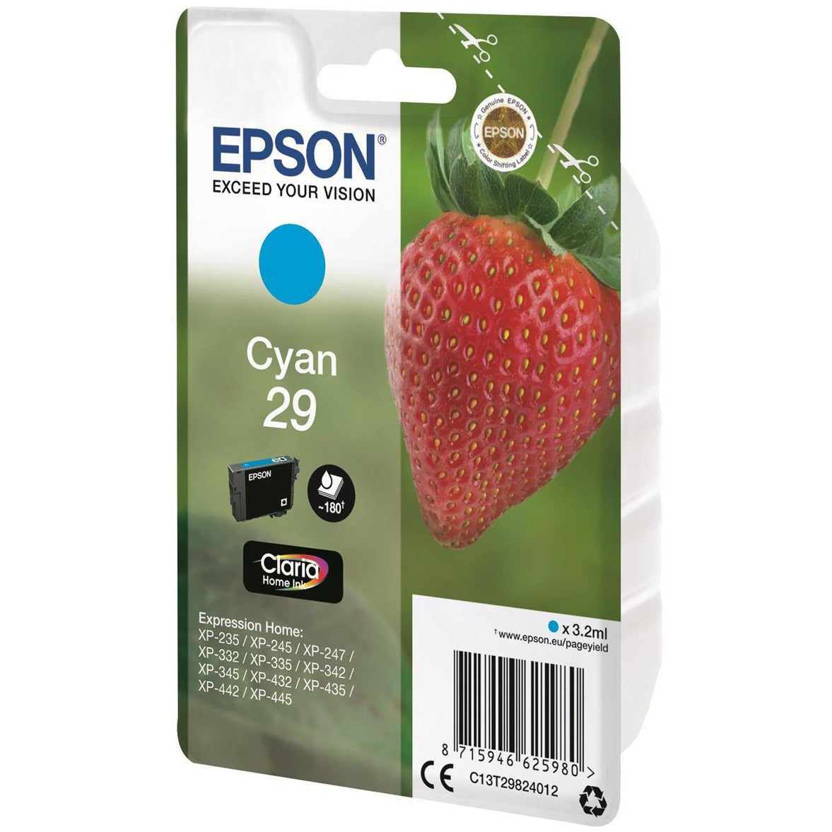 Epson Strawberry 29 (Prentar 175 síður) Claria Home blekhylki (blátt)