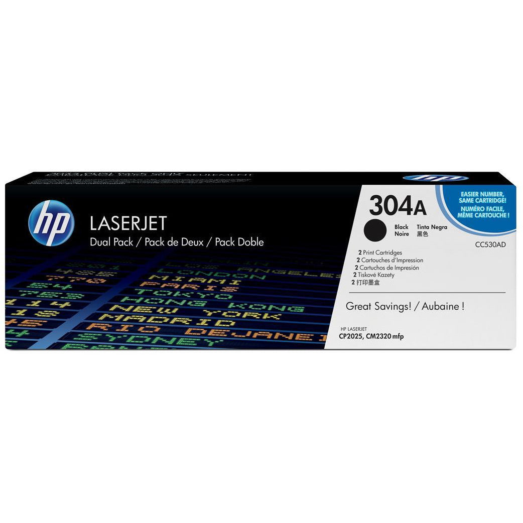 HP CC530AD 304A svart dufthylki 3.5K Twinpack