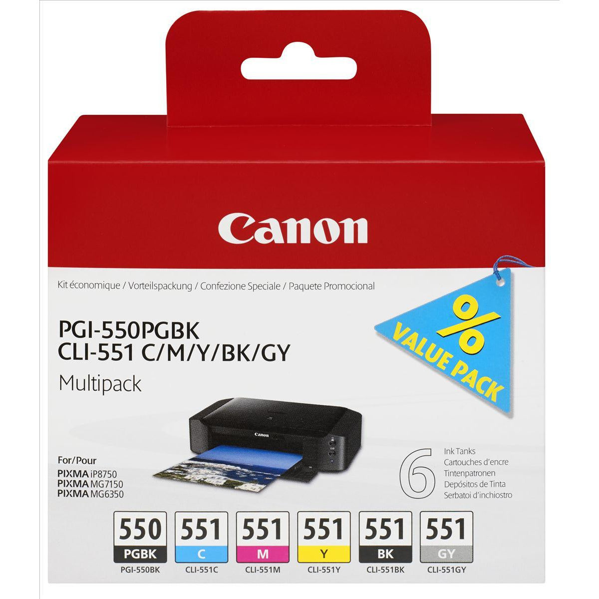 Canon 6496B005 PGI550PGBK/Cli551 6 Col