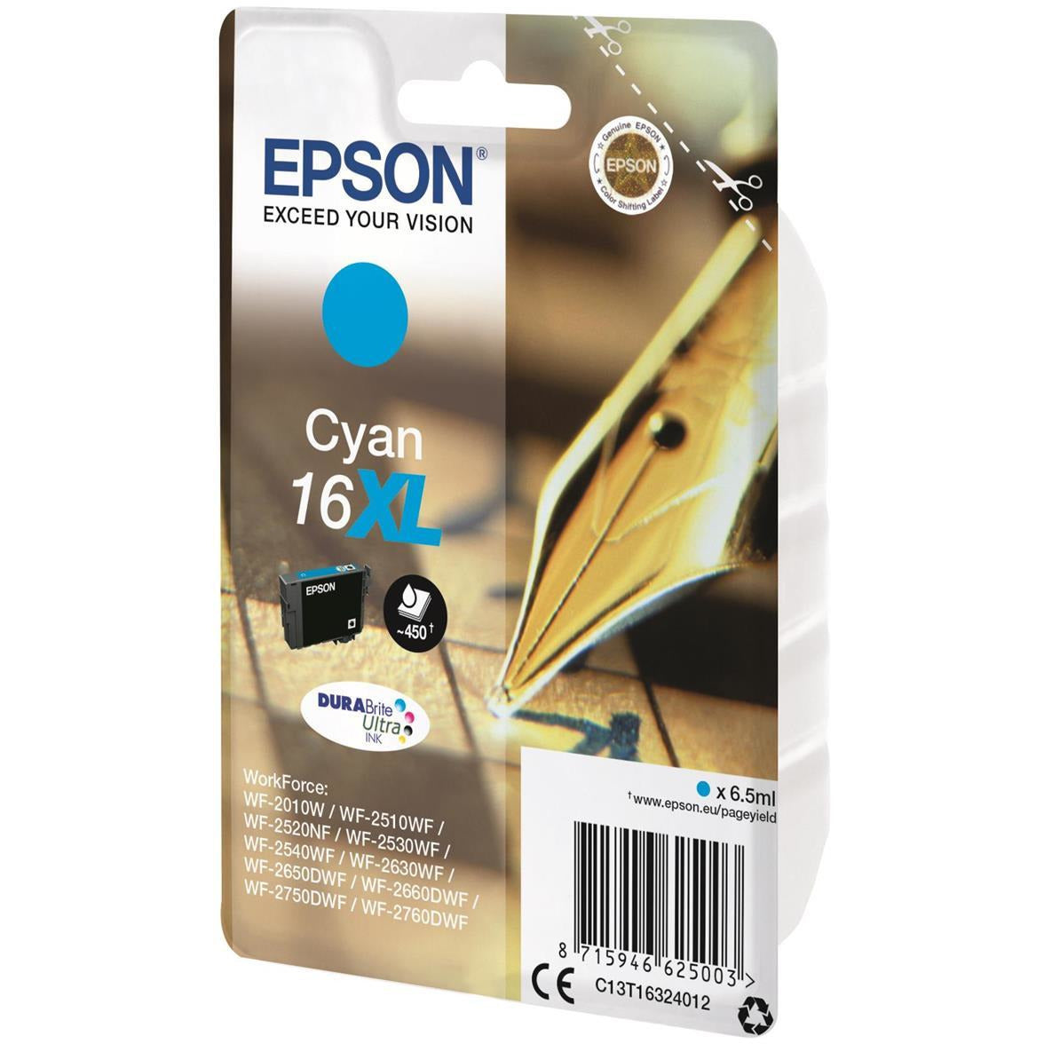 Epson Pen and Crossword 16XL (Yield 450 Pages) DURABrite Ultra Ink Cartridge (Cyan)