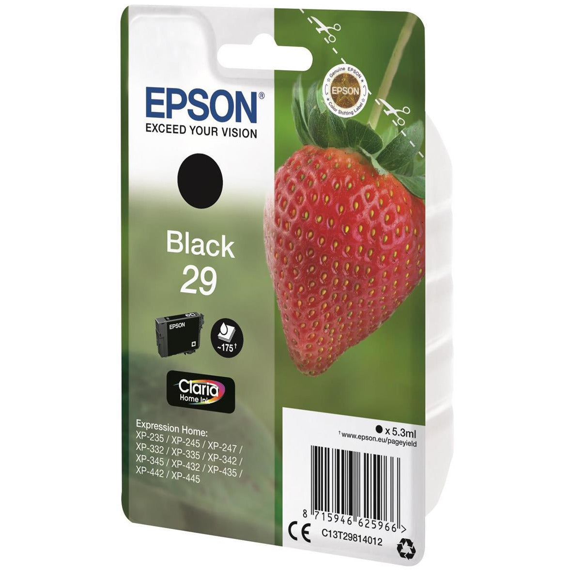 Epson Strawberry 29 (Prentar 175 síður) Claria Home blekhylki (svart)