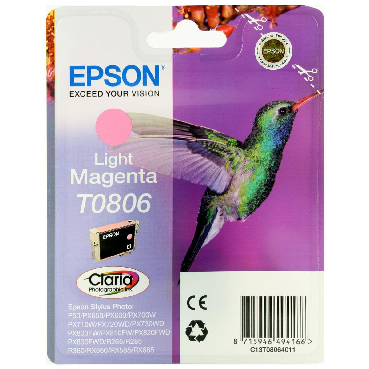 Epson Hummingbird T0806 (Prentar: 590 síður) Light rautt blekhylki